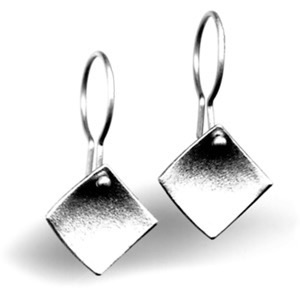 JESTER $75-sterling silver earrings of concave squares with mizzy texture (1/2" long not including ear wire)
